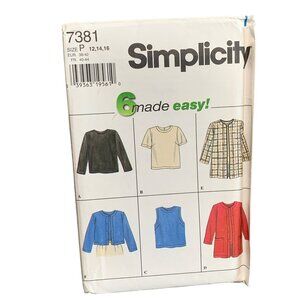 Simplicity Pattern 7381 Womens Tops Jackets Size 12-16 - uncut
